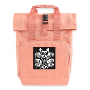 Cool Pug Pug Wrinkle Friend Pug Dog - Roll Top Backpack with Two Handles - chintz rose - Front
