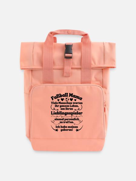 Fußball Mama Lieblingsspieler geboren - Rolltop Rucksack mit zwei Griffen - Chintzrosa
