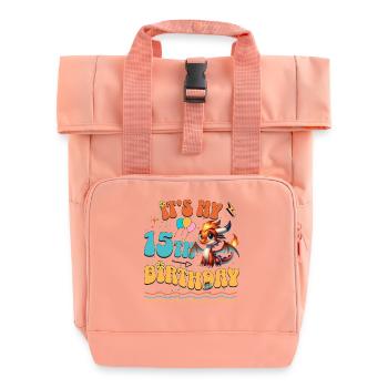 Dragon 15th Birthday Dragon - Roll Top Backpack with Two Handles - chintz rose - Front