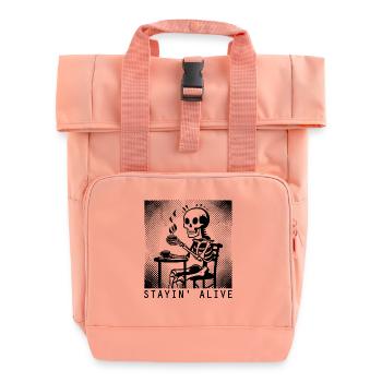 Stayin Alive - Barista - Coffee - Roll Top Backpack with Two Handles - chintz rose - Front