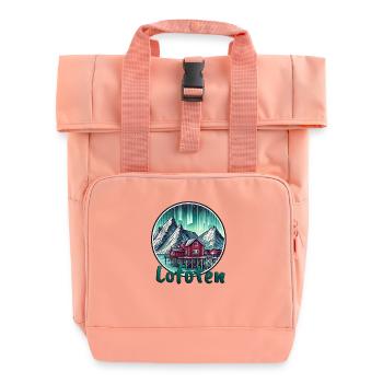 Lofoten Nordlichter Norwegen Skandinavien - Rolltop Rucksack mit zwei Griffen - Chintzrosa - Vorne