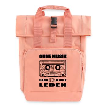 Kassette - Ohne Musik kann ich nicht leben - Rolltop Rucksack mit zwei Griffen - Chintzrosa - Vorne