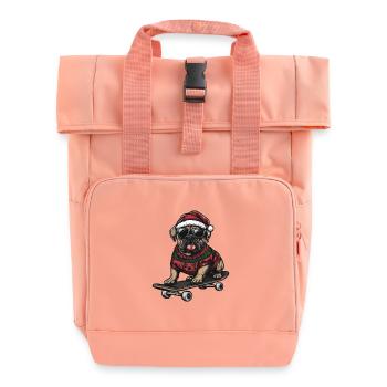 Mastiff Dog Christmas Skateboard - Roll Top Backpack with Two Handles - chintz rose - Front