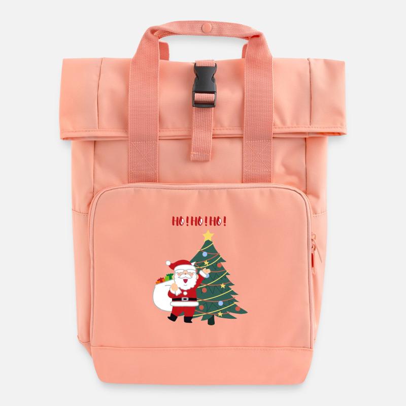 HO HO HO Weihnachten - Rolltop Rucksack mit zwei Griffen - Chintzrosa