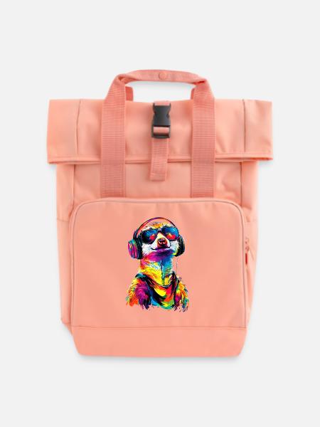Erdmännchen Sonnenbrille Bunt Süßes Erdmännchen - Rolltop Rucksack mit zwei Griffen - Chintzrosa