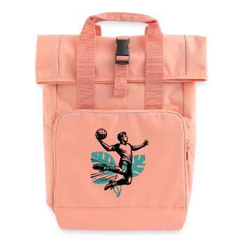 Handball Handball Players - Roll Top Backpack with Two Handles - chintz rose - Front