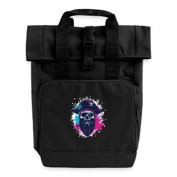 Pirate Skull Captain - Roll Top Backpack with Two Handles - black - Front