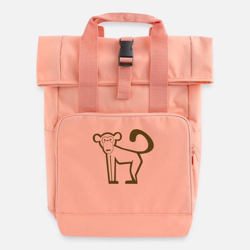 Affe, Primaten, Evolution, Icon, Zoo, Zirkus - Rolltop Rucksack mit zwei Griffen - Chintzrosa