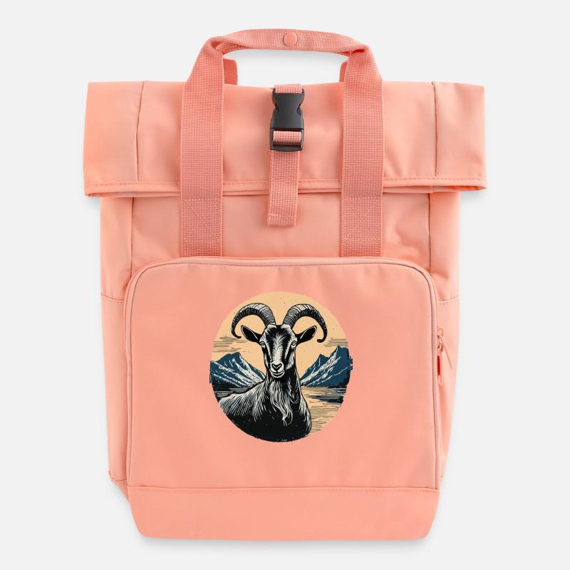 ziegenbock ziege - Rolltop Rucksack mit zwei Griffen - Chintzrosa