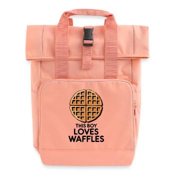 Waffles Saying Dessert Funny Waffles Gift - Roll Top Backpack with Two Handles - chintz rose - Front