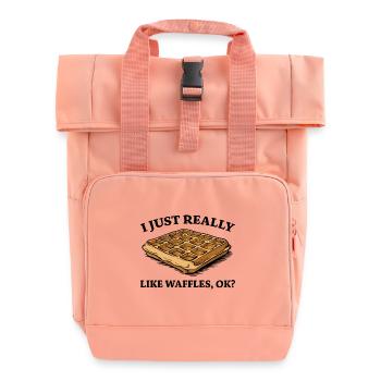Waffles Saying Dessert Funny Waffles Gift - Roll Top Backpack with Two Handles - chintz rose - Front