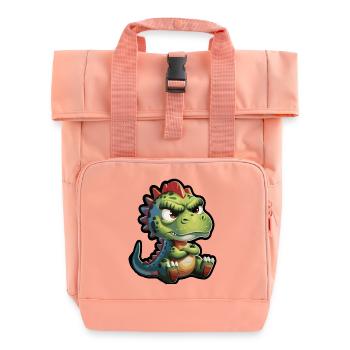Grumpy Dino – Funny Cartoon Motif - Roll Top Backpack with Two Handles - chintz rose - Front