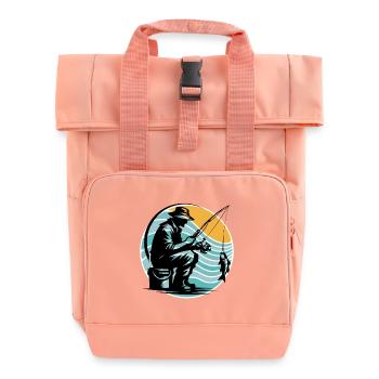 Angler Fishing - Roll Top Backpack with Two Handles - chintz rose - Front