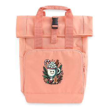Christmas Hot Chocolate with Cinnamon - Roll Top Backpack with Two Handles - chintz rose - Front