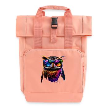 Owl Colorful Rainbow Colors Owl Owl Owl Owl Owl - Roll Top Backpack with Two Handles - chintz rose - Front