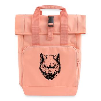 Wolf Head Animal - Roll Top Backpack with Two Handles - chintz rose - Front