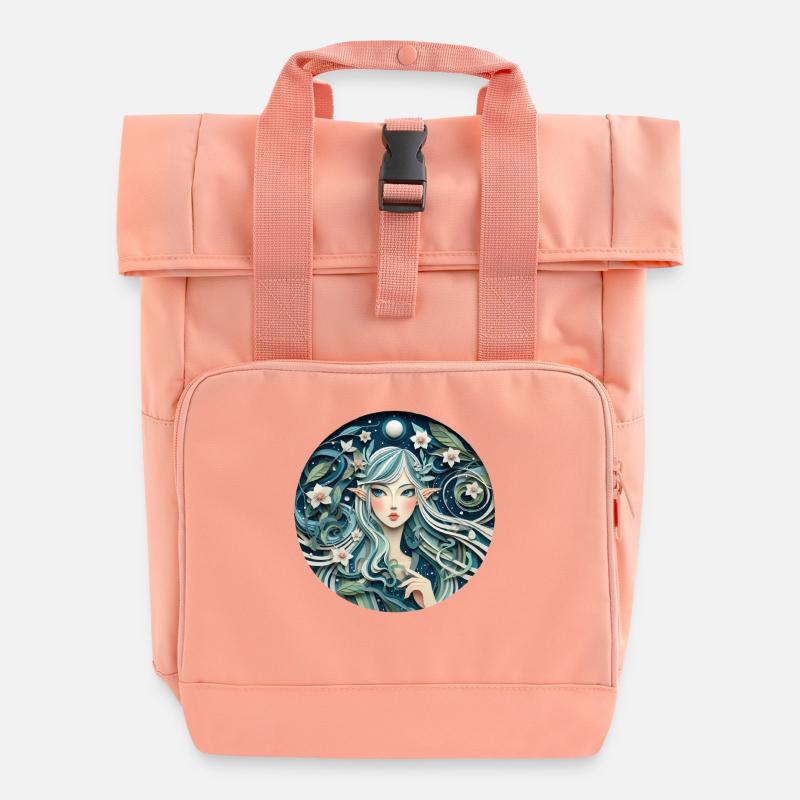 Elf, Fairy, Fantasy - Roll Top Backpack with Two Handles - chintz rose