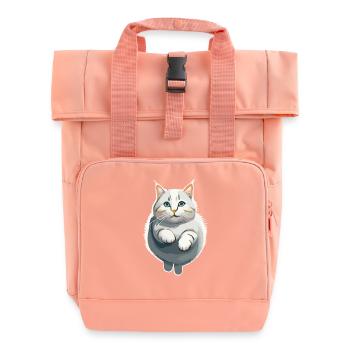 Cat in the Leap - Roll Top Backpack with Two Handles - chintz rose - Front