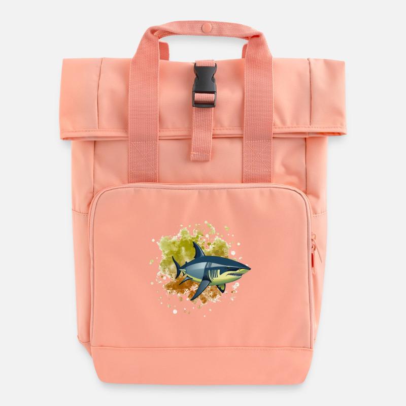 Hai Haifisch - Rolltop Rucksack mit zwei Griffen - Chintzrosa