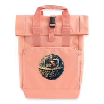 Car repair shop Planet - Roll Top Backpack with Two Handles - chintz rose - Front