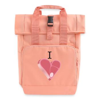 Serviert! Ich liebe Fleisch! I love Maet! Icon - Rolltop Rucksack mit zwei Griffen - Chintzrosa - Vorne