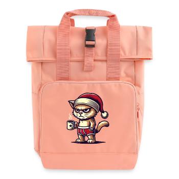 Funny Grumpy Christmas Cat - Roll Top Backpack with Two Handles - chintz rose - Front