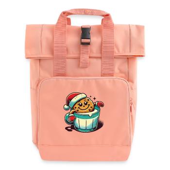 Christmas Retro Vintage Cookie Cup - Roll Top Backpack with Two Handles - chintz rose - Front