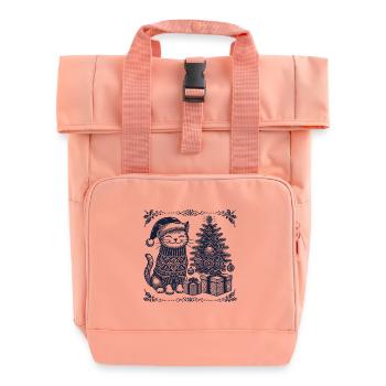 Drôle de chat Noël rétro vintage - Sac à dos Roll Top à deux anses - rose liberty - Devant