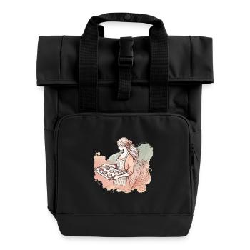 Baking with love Nostalgic flair - Roll Top Backpack with Two Handles - black - Front