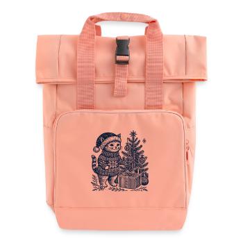 Drôle de chat Noël rétro vintage - Sac à dos Roll Top à deux anses - rose liberty - Devant