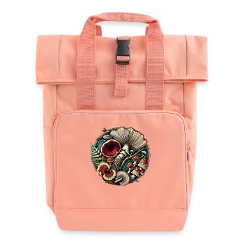 Intricate Fungi and Forest Elements Design - Roll Top Backpack with Two Handles - chintz rose - Front
