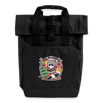 Chaos de Noël avec choc électrique dessin animé - Sac à dos Roll Top à deux anses - noir - Devant