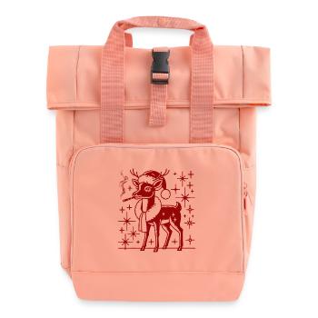 Weihnachtliches Rentier Mama - Rolltop Rucksack mit zwei Griffen - Chintzrosa - Vorne
