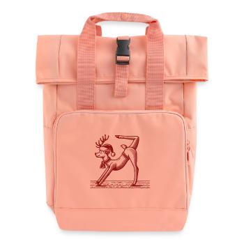 Yoga Reindeer Christmas Relaxed Celebration - Roll Top Backpack with Two Handles - chintz rose - Front