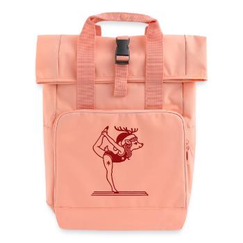 Funny Yoga Reindeer Christmas Relaxation - Roll Top Backpack with Two Handles - chintz rose - Front