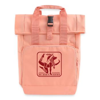 Funny Yoga Reindeer Christmas - Roll Top Backpack with Two Handles - chintz rose - Front