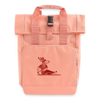 Yoga Reindeer Funny Christmas Design - Roll Top Backpack with Two Handles - chintz rose - Front