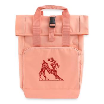 weYoga Reindeer for Christmas Relaxation - Roll Top Backpack with Two Handles - chintz rose - Front