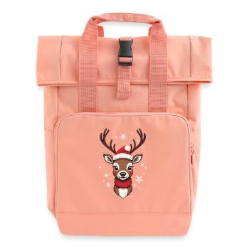 Motif de Noël Joyeux Renne - Sac à dos Roll Top à deux anses - rose liberty - Devant