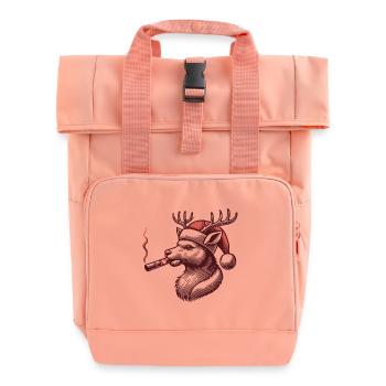 Rentier Papa Mit Weihnachtsmütze - Rolltop Rucksack mit zwei Griffen - Chintzrosa - Vorne