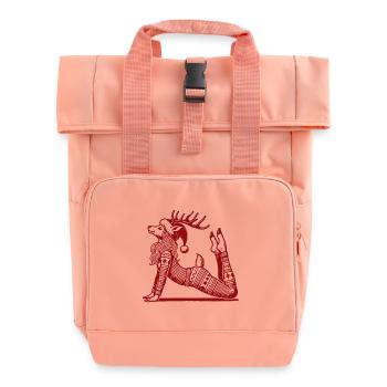 Relaxing Yoga Reindeer Christmas - Roll Top Backpack with Two Handles - chintz rose - Front