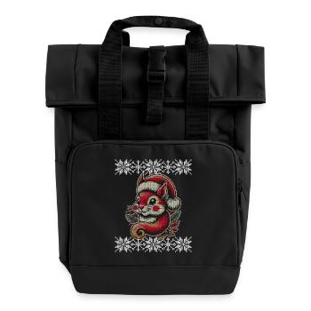 Motif écureuil de Noël aspect tricoté - Sac à dos Roll Top à deux anses - noir - Devant