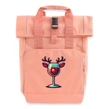 Vin de Noël avec verre à vin de renne - Sac à dos Roll Top à deux anses - rose liberty - Devant