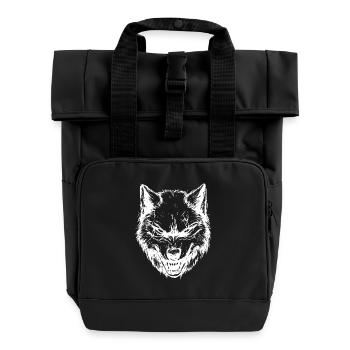 Wolf Head Animal - Roll Top Backpack with Two Handles - black - Front