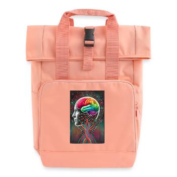 Surreal Brain Tree Design – Creative Fusion - Roll Top Backpack with Two Handles - chintz rose - Front
