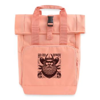 Christmas Santa Cowboy Style Ho Ho Howdy - Roll Top Backpack with Two Handles - chintz rose - Front
