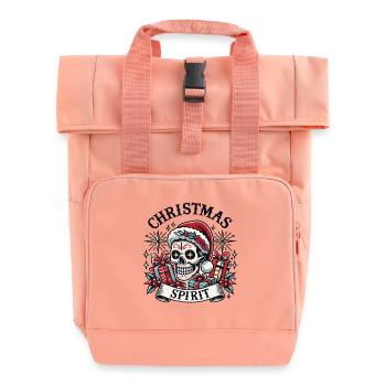 Streetwear Aesthetic Christmas Spirit Skull - Roll Top Backpack with Two Handles - chintz rose - Front