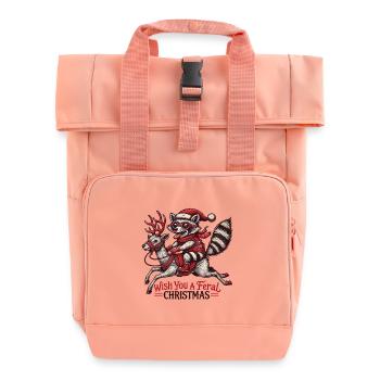 Noël sauvage Balade raton laveur Plaisir des rennes - Sac à dos Roll Top à deux anses - rose liberty - Devant