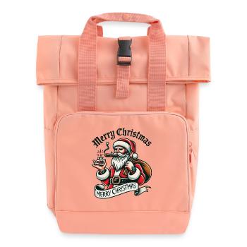 Fröhliche Weihnachten Santa mit Genuss - Rolltop Rucksack mit zwei Griffen - Chintzrosa - Vorne