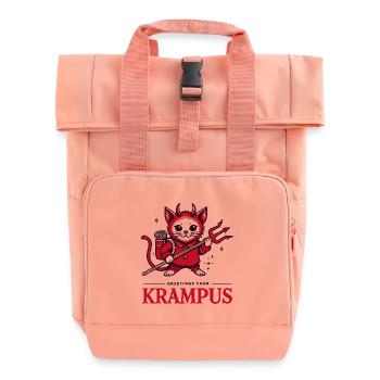 Greetings from Krampus Cat Funny Christmas Design - Roll Top Backpack with Two Handles - chintz rose - Front